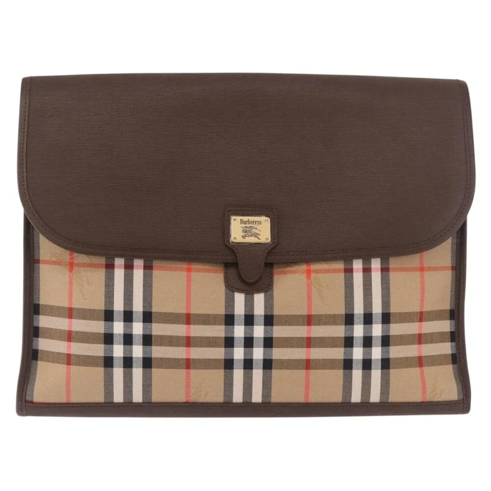Burberry Nova Check Canvas Clutch Beige